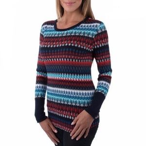 NWT Orvis Printed Waffle Tee ~ Navy Aztec Print